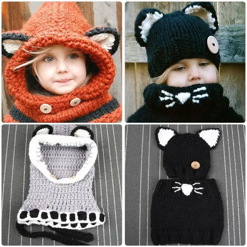 Новая дизайнерская детская бархатная шапка, шапка с кошачьими ушками, зимняя теплая шапочка, Детская ветрозащитная шапка, шарф для девочек и мальчиков, вязаная шапка ручной работы s