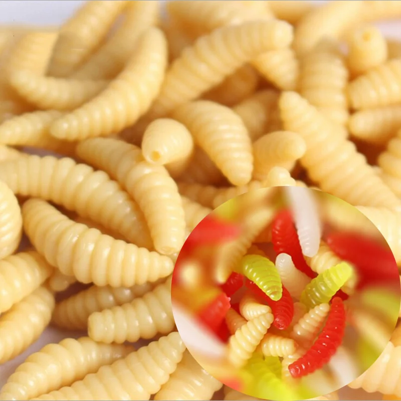 Искусственная рыболовная приманка личинка 50 шт. приманки Мягкая с крючками яркая