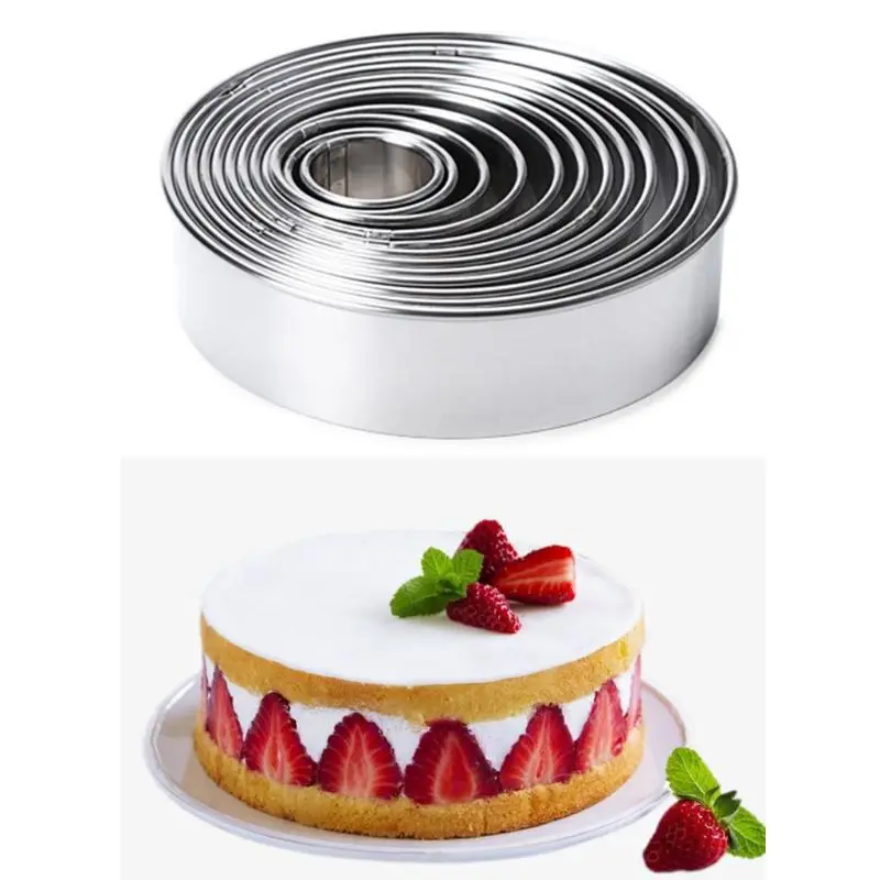 Open Cutter Round Cookie Molds Stainless Steel Sweet Moulds for Cooking 14 Pcs