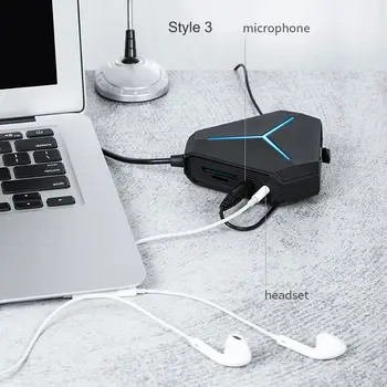 

6 Port USB Hub 1m Cable Splitter With TF SD Card Reader Mic AUX Cool Light Charging USB 2.0 Hub for Multi-device Desktop Laptop