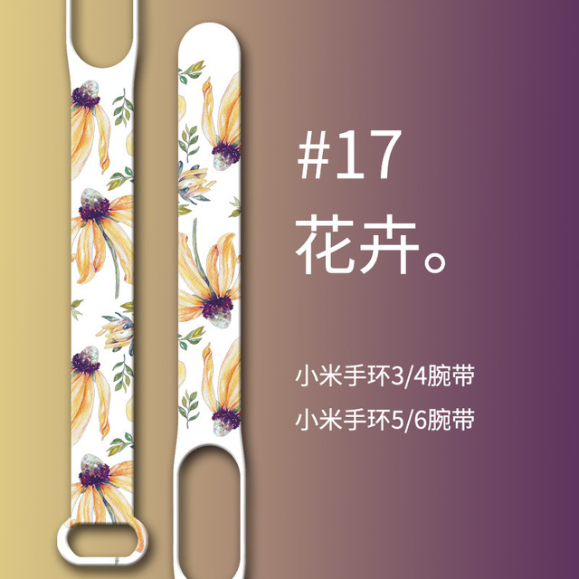 for Xiaomi Mi Band 6 5 4 3 Sport Bracelet Watch Silicone Wrist Flower strap For Xiaomi Band 6 5 4 3 Strap Miband 4 3 5 6