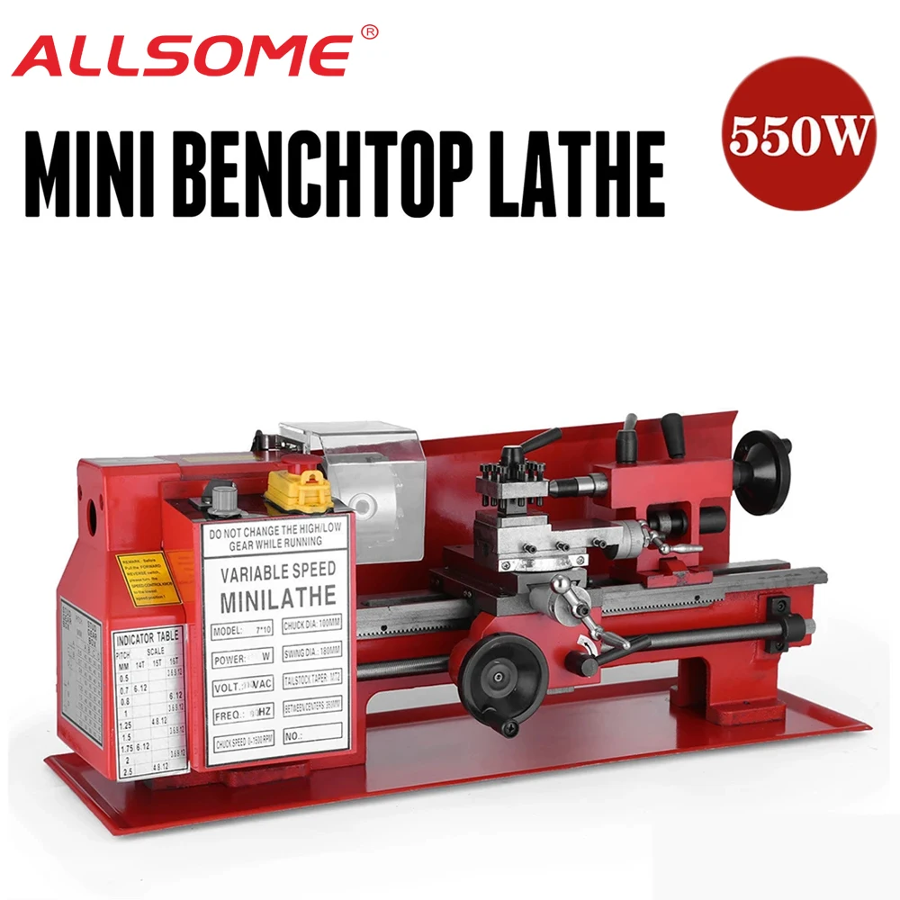 ALLSOME 550W мини токарный станок высокой точности DIY Shop для деревообработки фрезерный