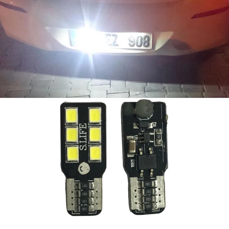 2x T10 6 SMD 2835 Автомобильный светодиодный номерной знак Авто Canbus светильник W5W 168 194