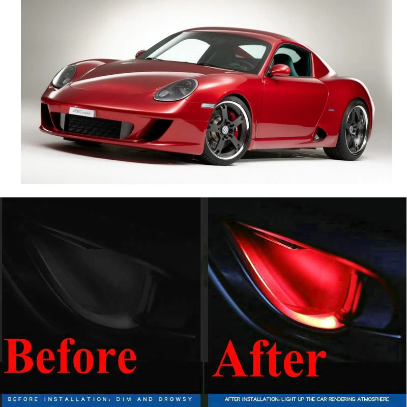 4pc Cf Style Stickers On Cars Interior Inside Door Handle Atmosphere Lamp  For Porsche Boxster 981 986 987 Carrera Gt 980 Cayenne - Signal Lamp -  AliExpress