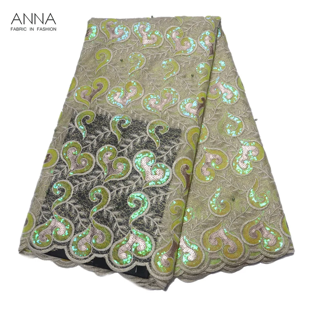 

Party Anna Newest French Lace Fabric High Quality 2019 Sequins Lace With Beads 5 Yards African Net Lace Fabrics Pink For Dress