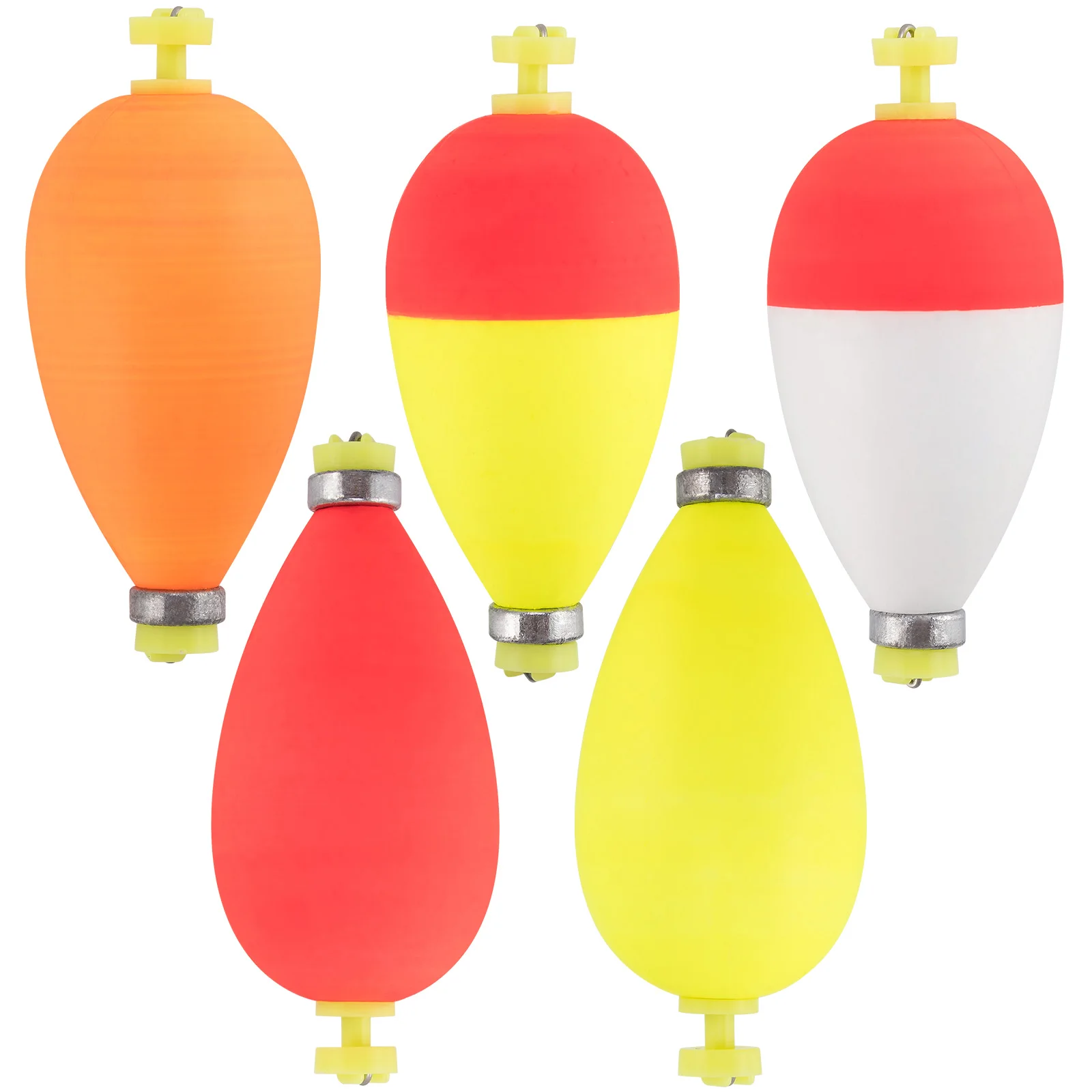 5pcs Fishing Weighted Foam Floats Snap-on Floats Oval Shape Buoy Bobber Strike Indicator for Bottom Rig Bass Trout Crappie