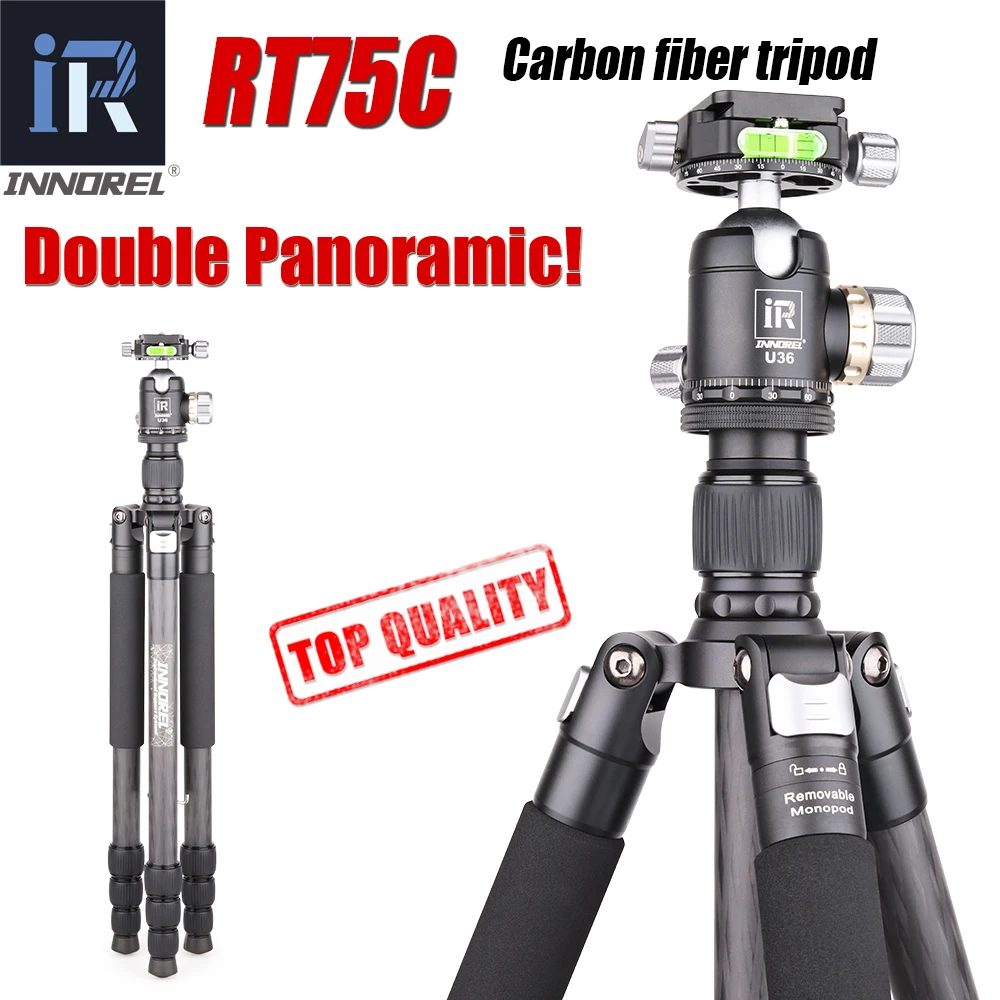 US $149.24 Rt75c 10 Layers Carbon Fiber Professional Tripod For Digital Dslr Camera Heavy Stand Support Double Panoramic Ballhead Monopod