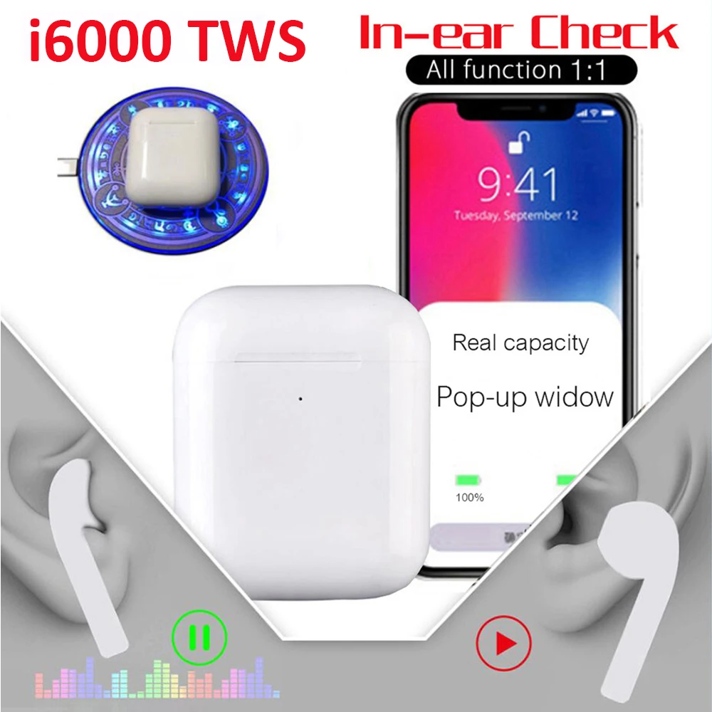 Pаспродажа I6000 TWS 11 наушники вкладыши Смарт сенсор беспроводные наушники 8D супер звук наушники всплывающие Bluetooth 5,0 наушники Pk i500 i2000 i5000 TW