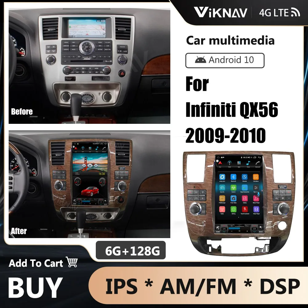 

2 Din 128G Car Radio For Infiniti QX56 2009-2010 Stereo Android System Vertical Screen Car Multimedia Player Auto Head Unit
