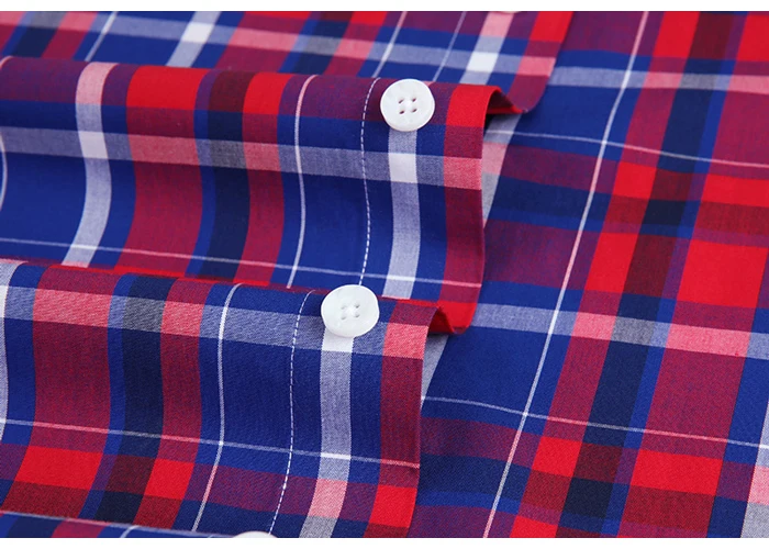 Men's Fashion Versatile Plaid Checkered Cotton Shirt Traveling Casual Standard-fit Long Sleeve Pocketless Button-down Shirts