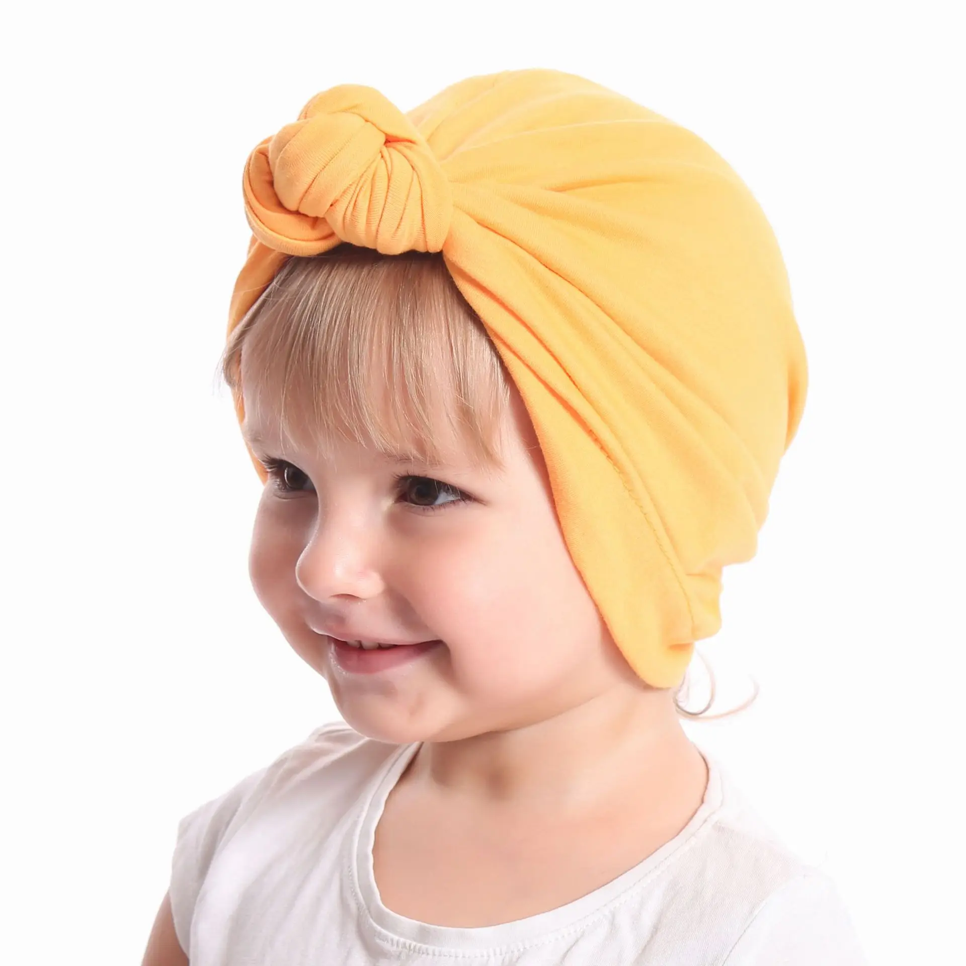 

New Children's Newborn Knot Turban Hat Cotton Solid Color Knitted Pullover Hat Baby India Hat Baby Accessories