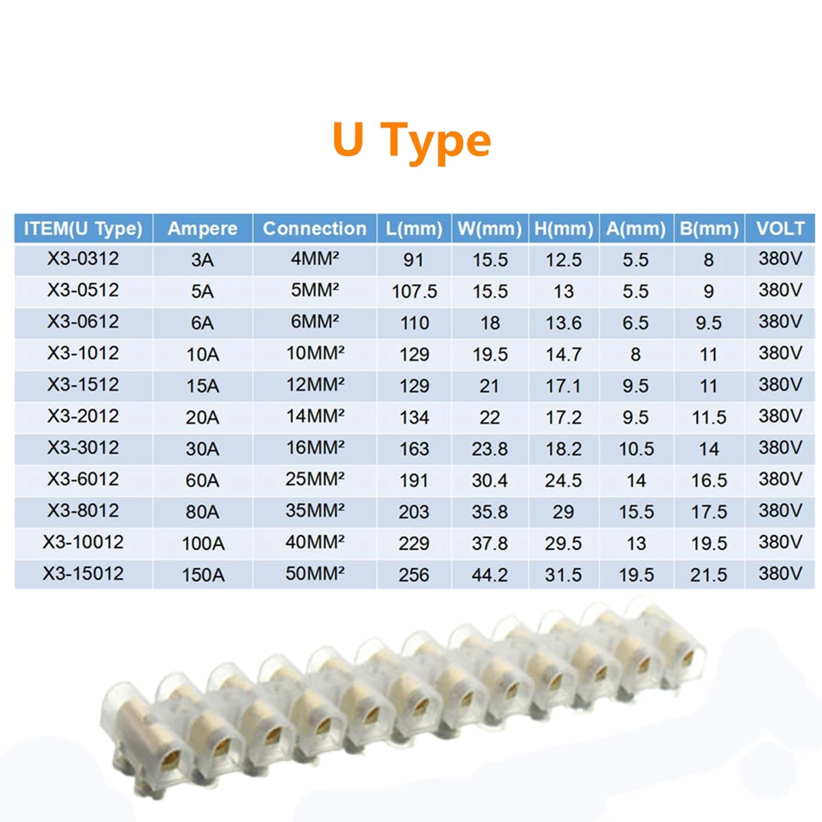 U H Type 12 Position Plastic Barrier Terminal Strip Block Barrier Screw Block Connection Strips for Electrical Wiring 3A10A 1pcs terminal connector terminal block