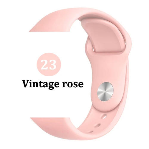 Ремешок для Apple watch band 5 4 44 мм 40 мм correa iwatch 4 3 2 42 мм 38 мм спортивный силиконовый браслет pulseira аксессуары для Apple watch - Цвет ремешка: 23-Vintage rose