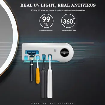 

Antibacteria Smart Induction UV Light Toothbrush Holder Sterilizer Box Toothbrush Cleaner Wall Mount