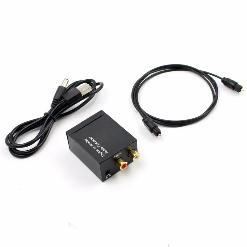 

Digital to Analog Audio Converter Amplifier Decoder Optical Fiber Coaxial Signal to Analog Stereo Audio Adapter 3.5MM Jack 2*RCA