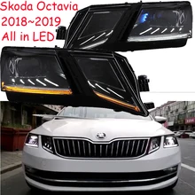 2020y автомобильный бупмер головной свет для Skoda Octavia фары автомобильные аксессуары полный светодиодный противотуманный фонарь для Octavia фары