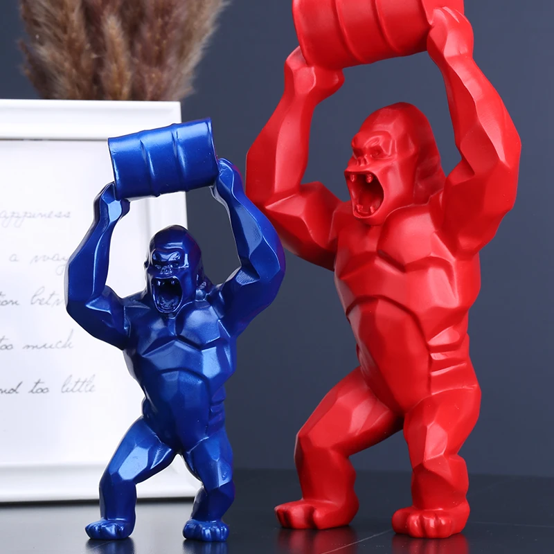 Творческий смолы статуя большой King Kong произведения искусства украшения животное моделирование творческие