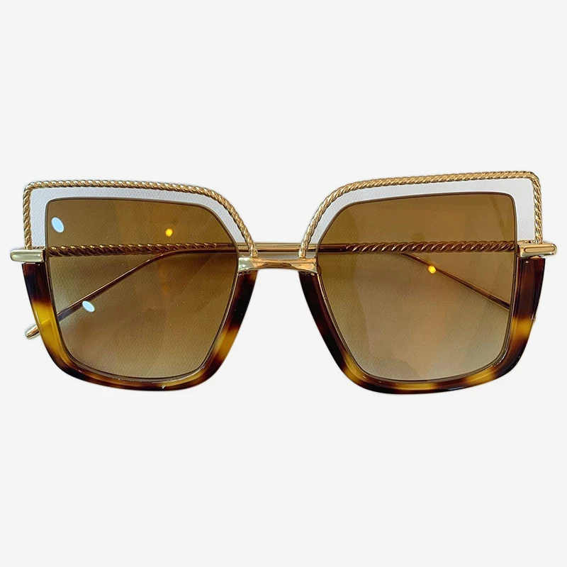 No 6 New Metal Square Mirror Sunglasses Women Round Face Lady Sun Glasses Vintage Big Frame Female Sunglasses - Цвет линз: No 6