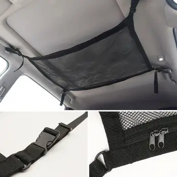 

Durable And Practical Large Capacity Car Ceiling Mesh Organizer Zipper Storage Bag Interior Cargo Net