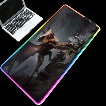 

ZSUXTC Multicolor RGB Gaming Mouse Pad Cold Light LED Color Lock USB Bat and Lion Beast Office Computer Desk Mat Rubber Carpet