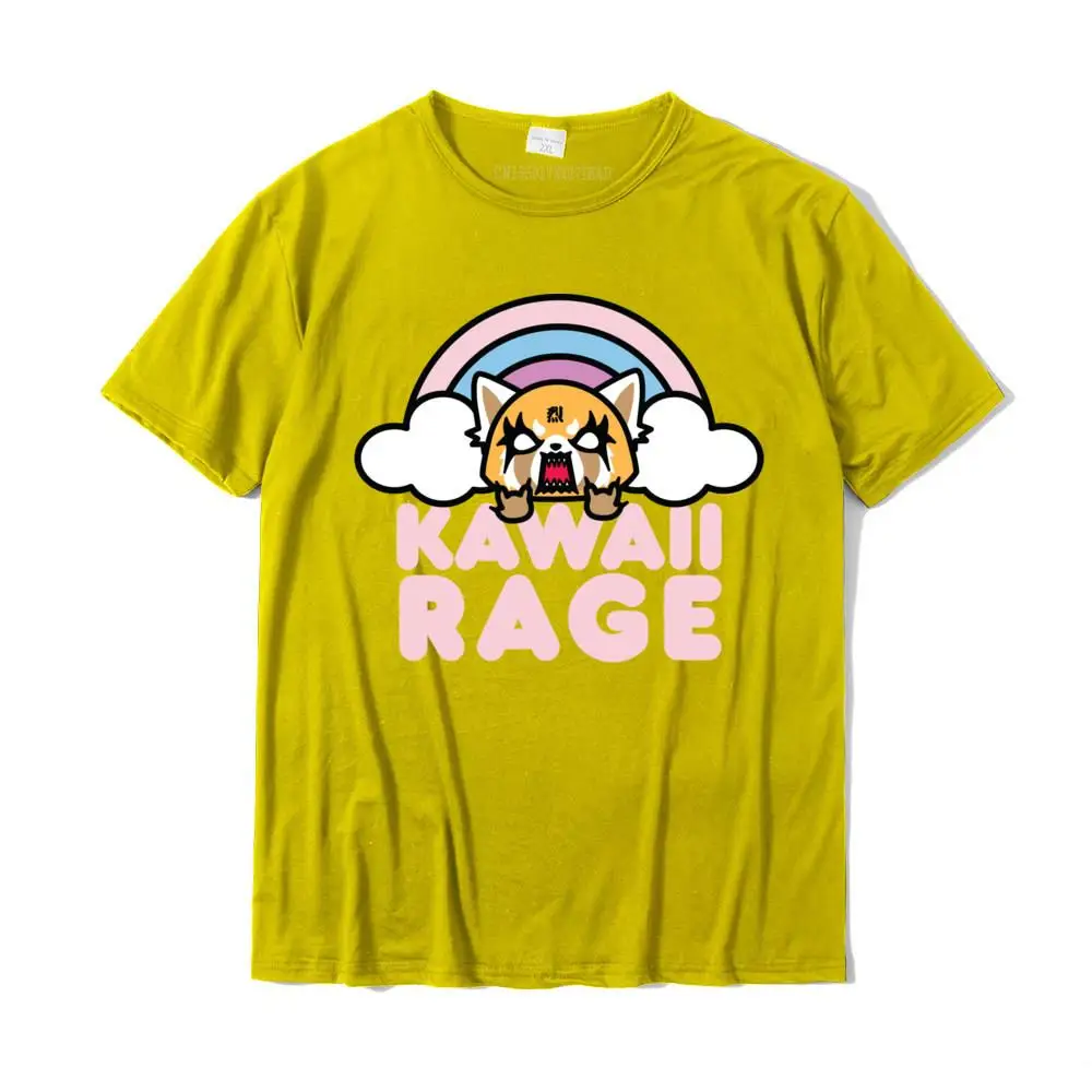 Tees Gift Tshirts Summer Autumn Slim Fit Normal Short Sleeve 100% Cotton Crew Neck Men's T-shirts Normal Free Shipping Aggretsuko Kawaii Rage Long Sleeve T-Shirt__MZ15765 yellow