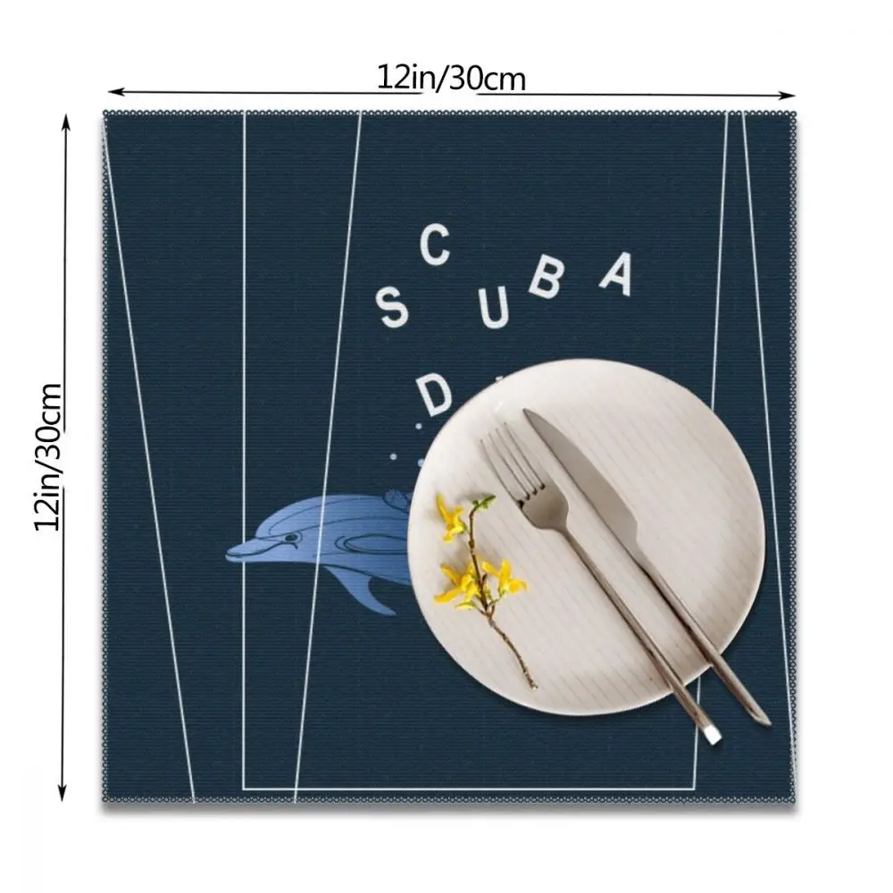 Placemat for dining table CoastersScuba Diving Lover Snorkeling Diver Polyster Cup Coffee Table Mats Kitchen 6pcs Home Decor