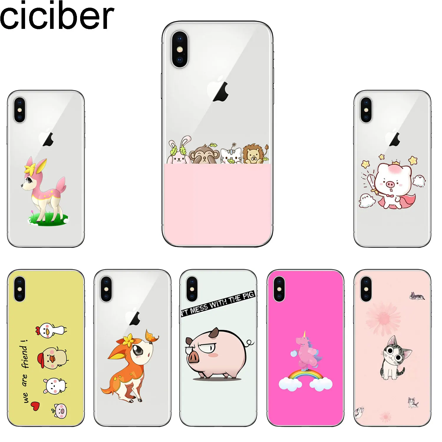 

ciciber Cartoon Animal Pig Phone Cases for IPhone 7 8 6 6s Plus SE 5s X Xs XR XS Max Soft TPU Cover for IPhone 11 Pro Max 2019