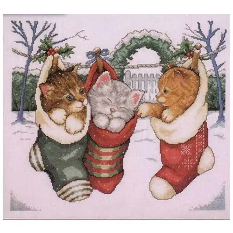 

Christmas stocking cats Patterns Counted Cross Stitch 11CT 14CT 18CT DIY Cross Stitch Kits Embroidery Needlework Sets
