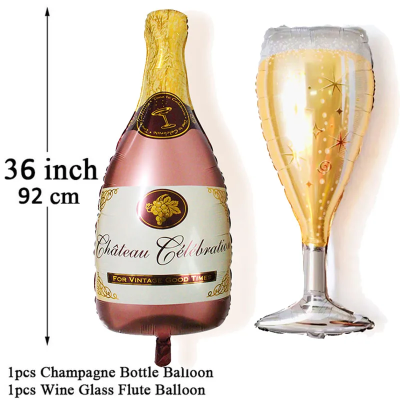 rose gold champagne Большой бокал для шампанского, вина, виски, фольгированные воздушные шары с днем рождения, украшение для взрослых, товары для свадебной вечеринки, 18, 21, 25, 30, 40, 50, 60 - Цвет: rose gold champagne
