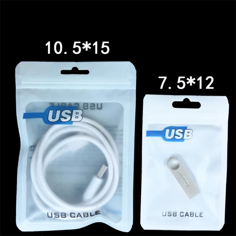 100 шт. пластиковые пакеты на молнии для USB кабеля|Сумки вещей| |
