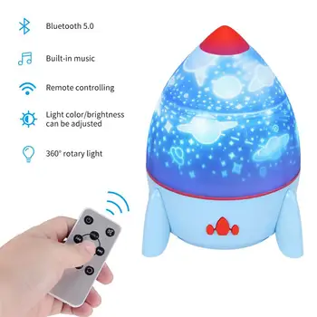 

Rocket Galaxy Projector LED Night Light USB Bluetooth 5.0 Music With Remote Control Light For Kids Children'S Gift Decor Lamp