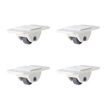 

4pcs Storage Box Pulley Pasteable Storage Box Roller Trash Bin Movable Pulley Wheels Plastic Home Storage Box Accessories Pulley