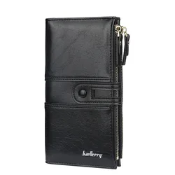 Elegant Women's Long PU Leather Wallet - High - Quality Classic Purse with Card Holder & Zipper (Black)