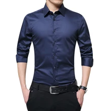 Новые мужские рубашки с длинным рукавом, облегающие однотонные деловые формальные рубашки на осень FIF66