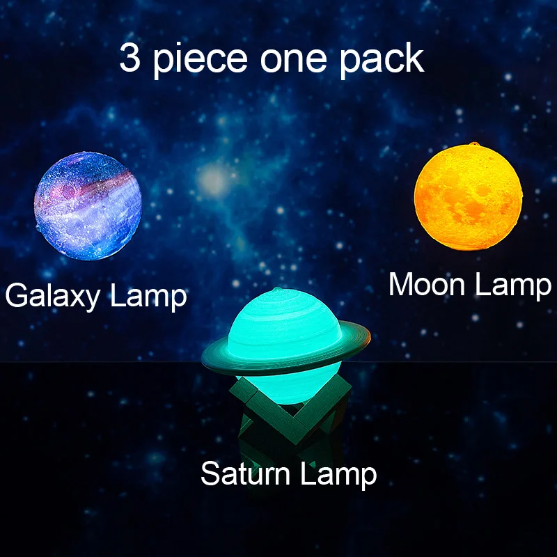Прямая поставка, 3D Рисунок, лунная лампа, рождественские украшения для дома, лампа, планетарный светильник s Galaxy, Ночной светильник, Рождественский светильник, s лампа - Испускаемый цвет: Moon Saturn Galaxy