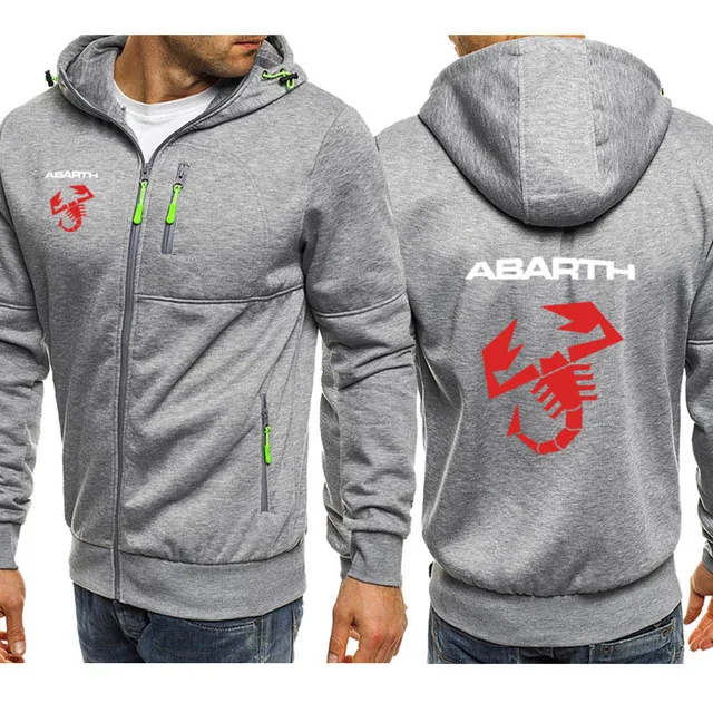 Толстовки для мужчин, автомобиль ABARTH, логотип, принт, Повседневный, хип-хоп, Harajuku, длинный рукав, толстовки с капюшоном, мужская куртка на молнии, Мужская толстовка, одежда E