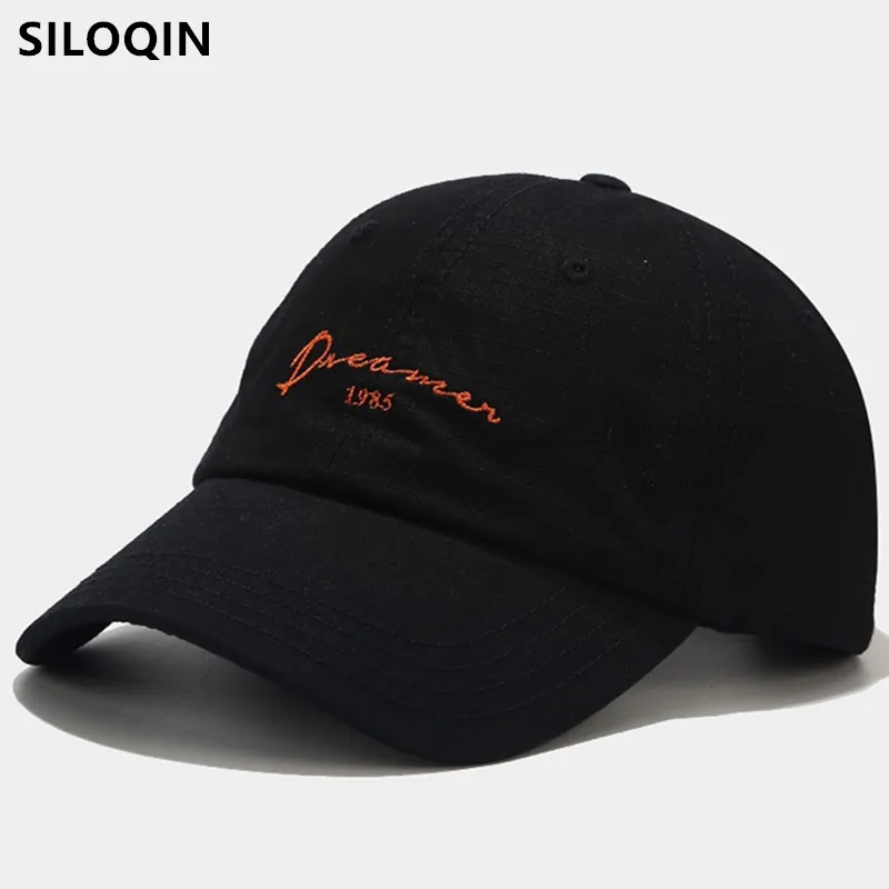 

SILOQIN Men Women Simple Casual Letter Embroidery Baseball Caps Bone Snapback Cap New Adjustable Size Casual Couple Sports Hats