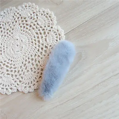 light blue Новая популярная Корейская зимняя плюшевая одноцветная заколка из искусственного меха заколки для волос модные детские заколки для волос аксессуары для волос - Цвет: light blue