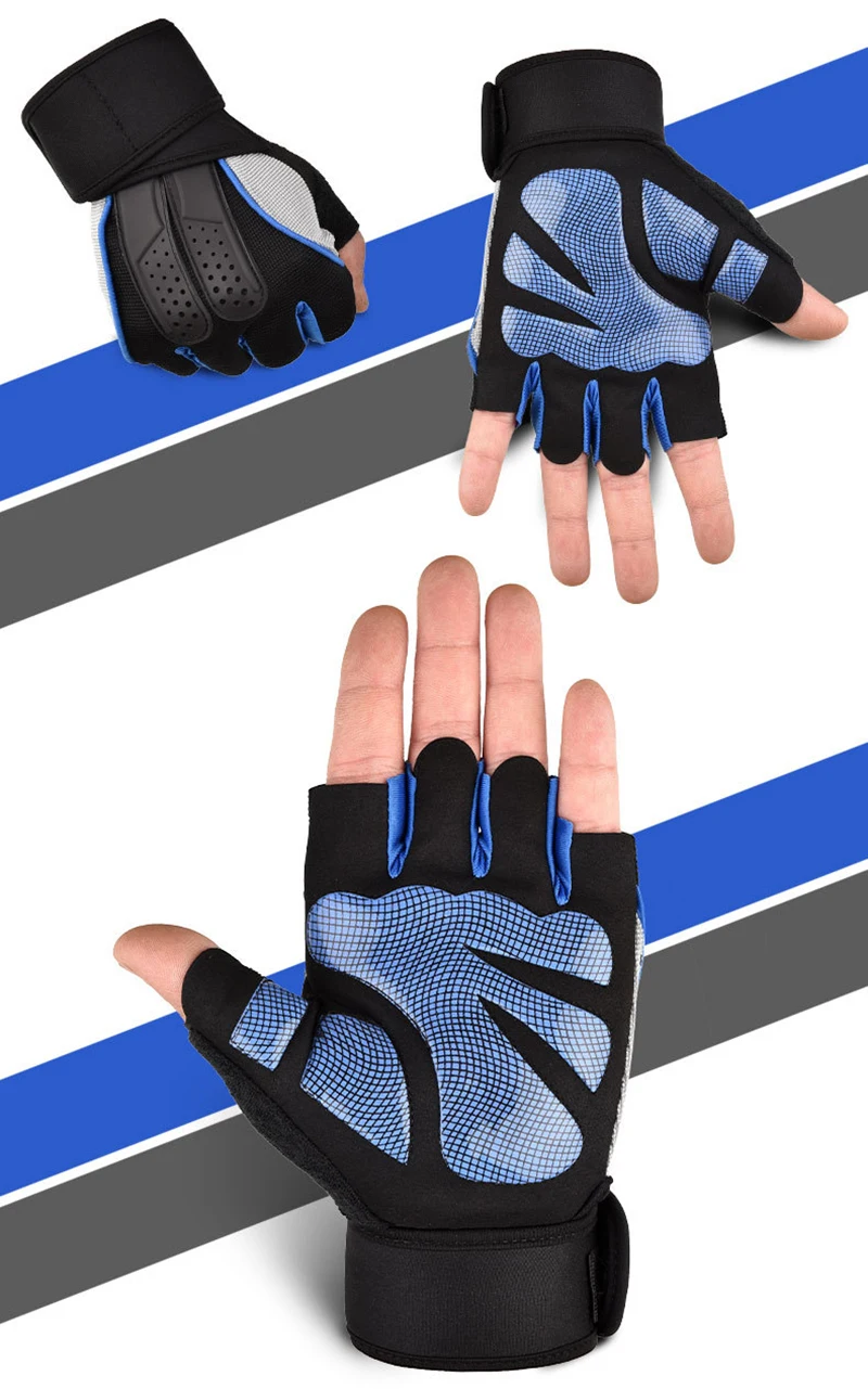 Fitness Heavyweight Training Half Finger Gloves Non-Slip Breathable Extended GYM Support Bodybuilding Weightlifting Sport M L XL