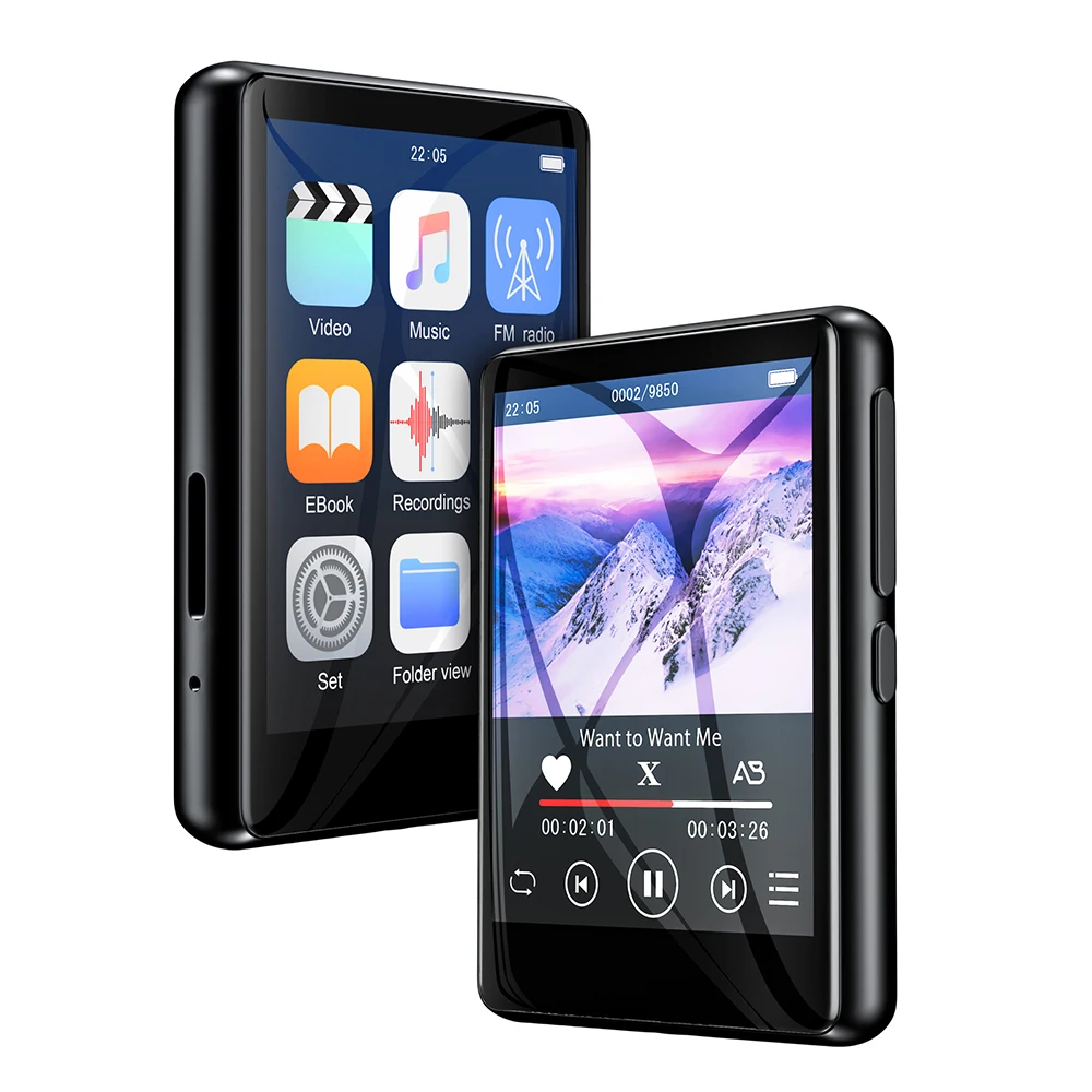 

Portable HiFi MP3 Player with Bluetooth 2.4" Touch Screen Walkman Built-in Speaker Music Player Hi-Res Audio Recording FM Radio