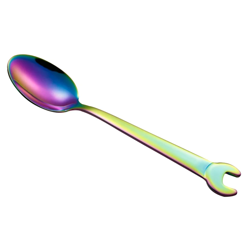New Arrival Stainless Steel Cutlery Creative Wrench Stainless Steel Knife And Fork Black Gold Plated Fork And Spoon Gift - Цвет: 9