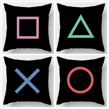 

Cool Art Design Playstation Buttons Funny Vintage Style Double Printing Unique Throw Pillows Square Concealed Zipper Pillowcase