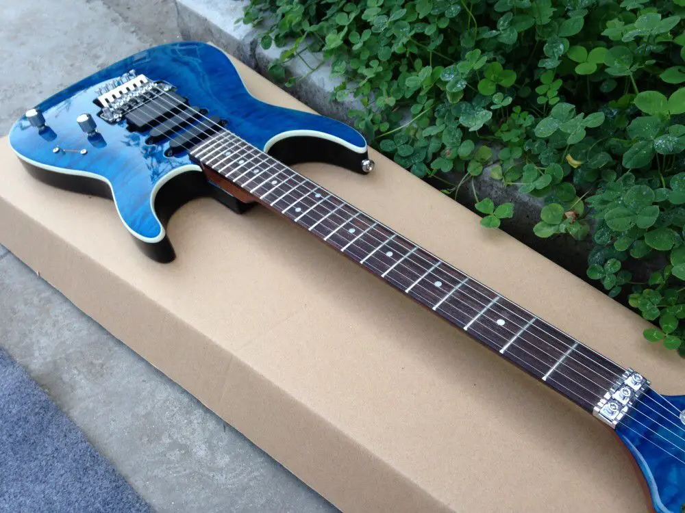 Электрическая гитара, синий цвет Пламя клен Топ. Палисандр гриф. Высокое качество 6 стинги электрогитара