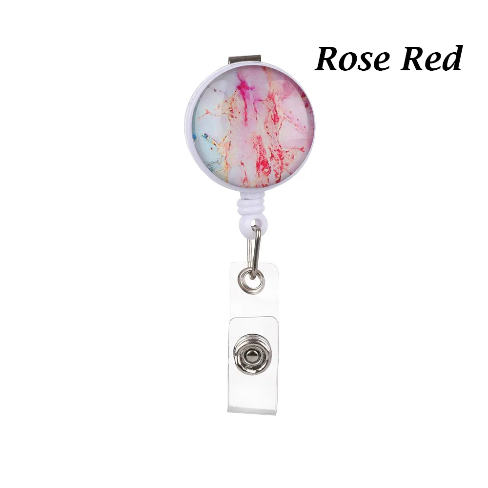 rose red 1 шт. Высокое качество Звездное небо мраморный узор выдвижной значок медсестры катушка Клип IC идентификационная карта держатель пластины дизайн - Цвет: rose red