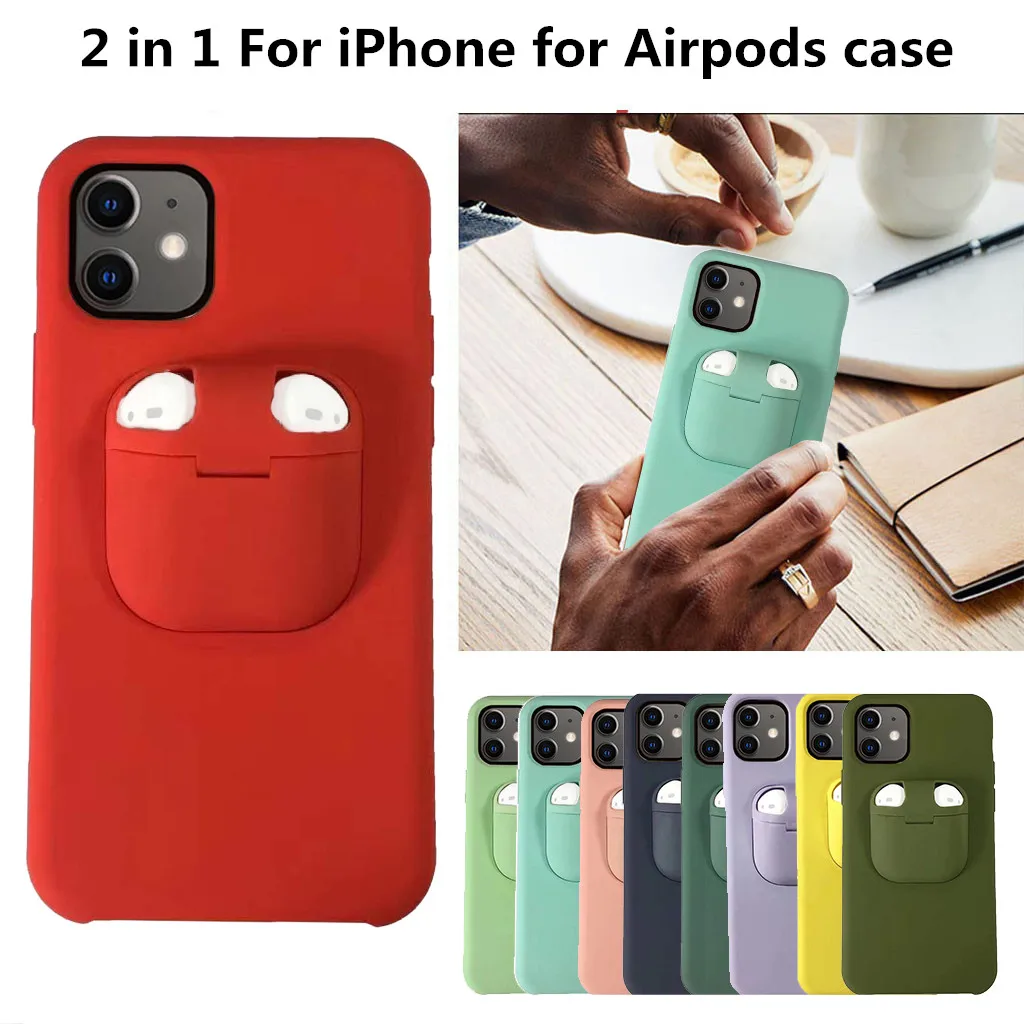 Чехол для наушников 2 в 1 iPhone 7 11 Pro 8 6 s plus xs max xr x чехол Apple Airpods задние крышки мягкая