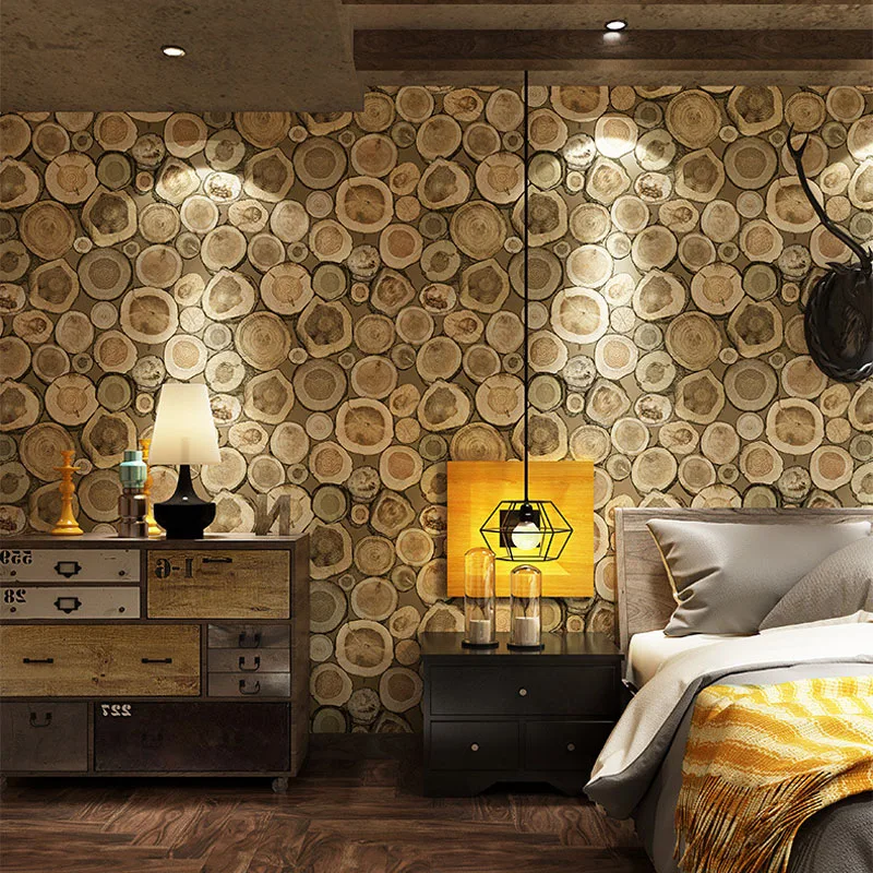 

PVC Wood Grain Wallpaper Stereoscopic Tree Section Annual Rings Living Room Background Wall Stickers Restaurant 3D Wallpaper
