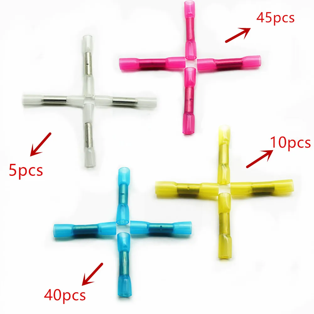 

100pcs HDPE Material waterproof electrical wire splice AWG 26-10 cable Ground Heat Shrink Butt Connectors