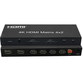 

4Kx2K 3D 1080P HDMI Matrix 4x2 HDMI Switch Audio Video Converter 4 In 2 out Splitter EDID Optical f XBOX DVD PS4 to TV Projector