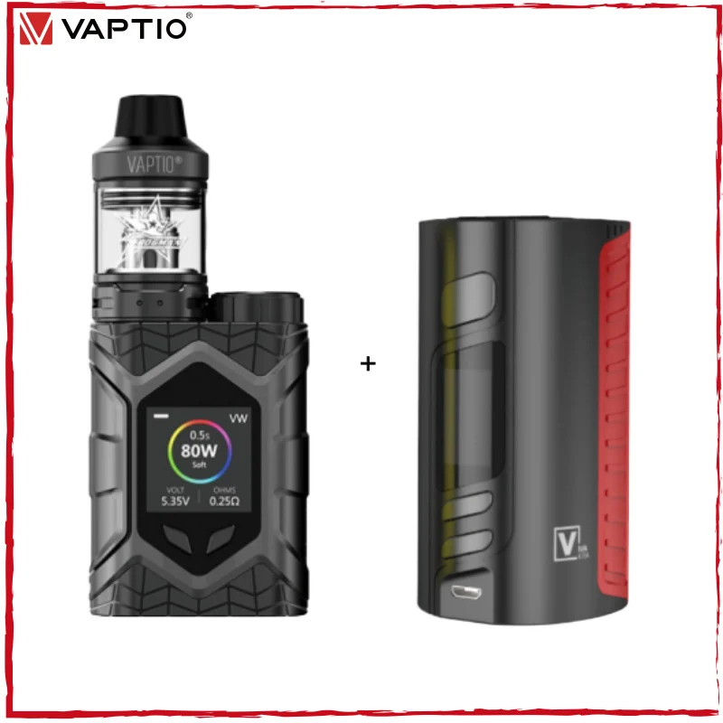  1【Follow get more discount】Vaptio Wall Crawler Vape 80W KIT box mod 5.0ML E-Cigarette TCR 1.3inch T