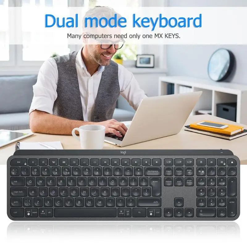 Прочная клавиатура, многофункциональная, одноцветная, с клавишами logitech MX, 109 клавиш, беспроводная подсветка, 2,4G, Bluetooth, клавиатура для дома и офиса